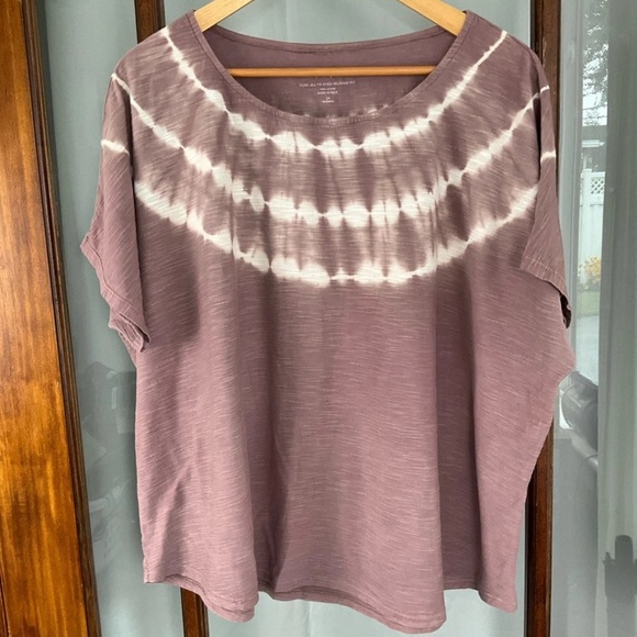 Pure Jill Tie Dyed Relaxed Tee Size 2X Mauve Short Sleeve Shirt 100% Cotton Soft - Picture 1 of 5